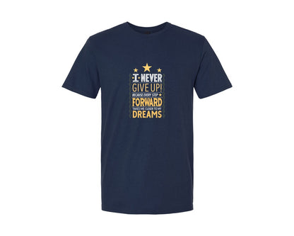 brand:Generic|color:Navy|Never Give Up Typography T Shirt Design 84 Graphic T-Shirt