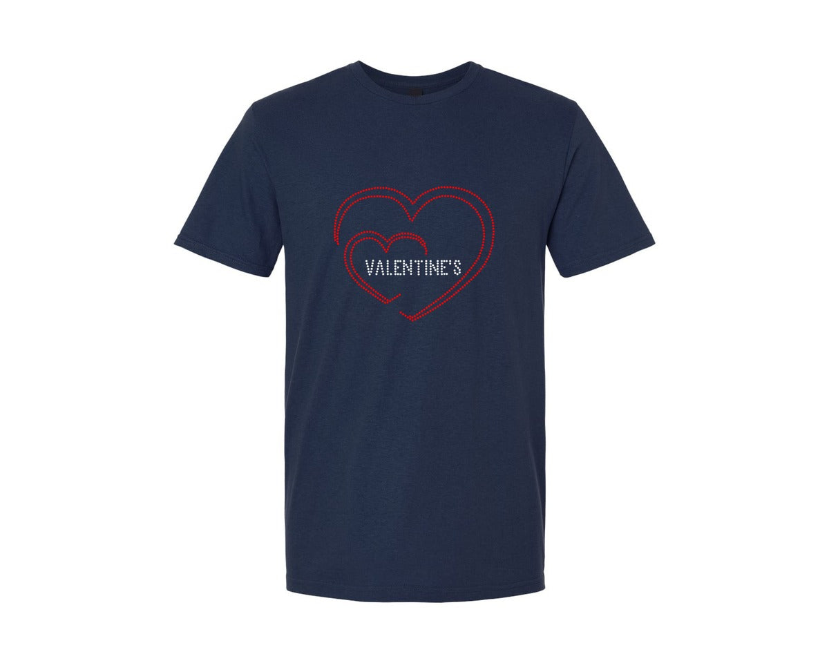 brand:Generic|color:Navy|Valentines Day Rhinestone 32 Graphic T-Shirt