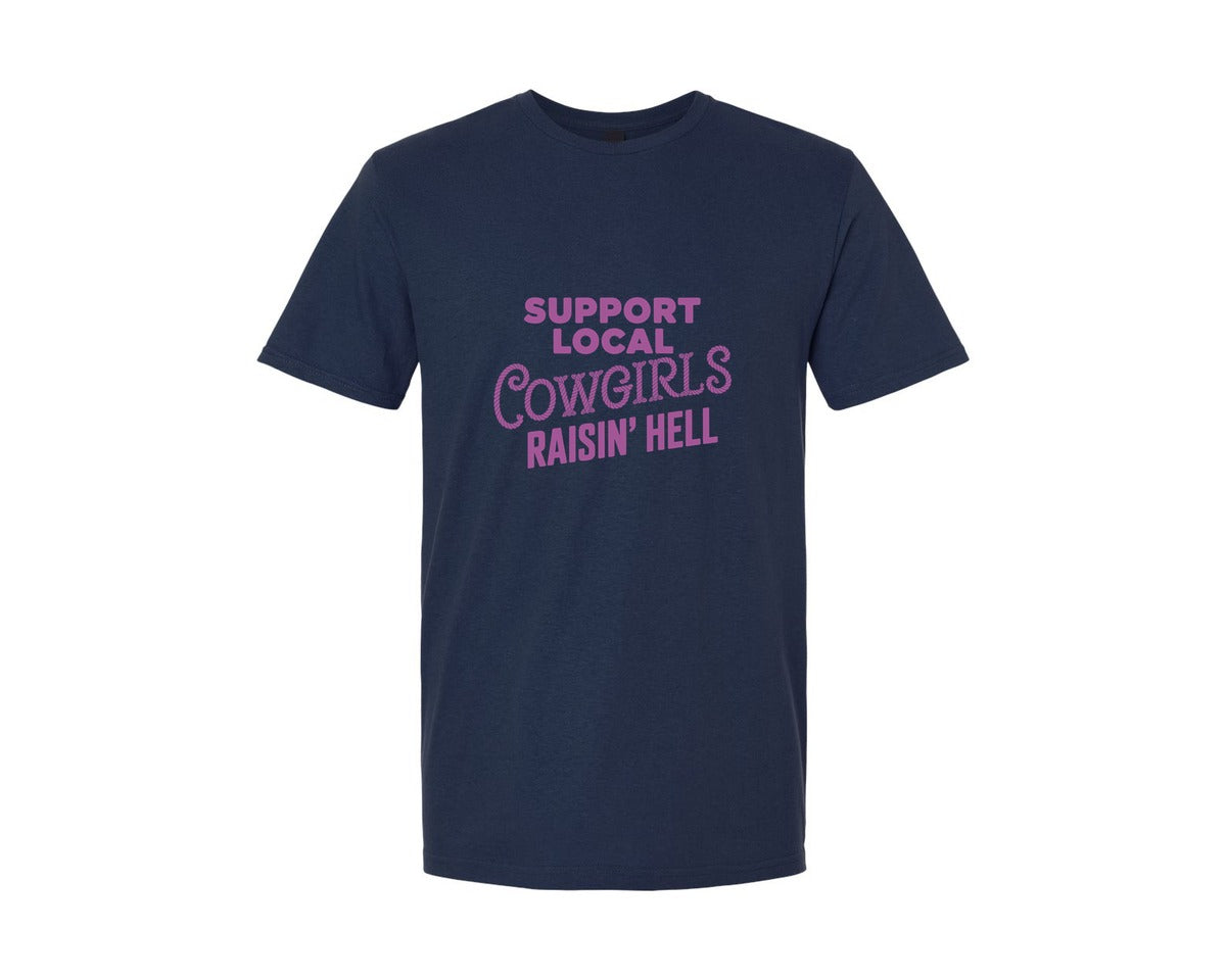 brand:Generic|color:Navy|Support Local Cowgirls Graphic T-Shirt