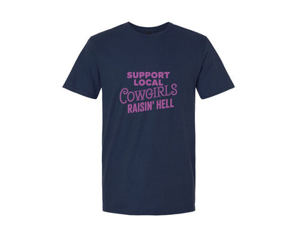 brand:Generic|color:Navy|Support Local Cowgirls Graphic T-Shirt
