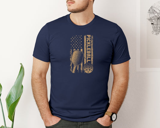 Pickleball Us Flag T Shirt Design Graphic T-Shirt