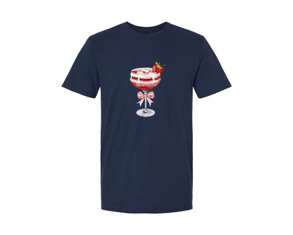 brand:Generic|color:Navy|Coquette Strawberry Daiquiris Pink Bow Graphic T-Shirt