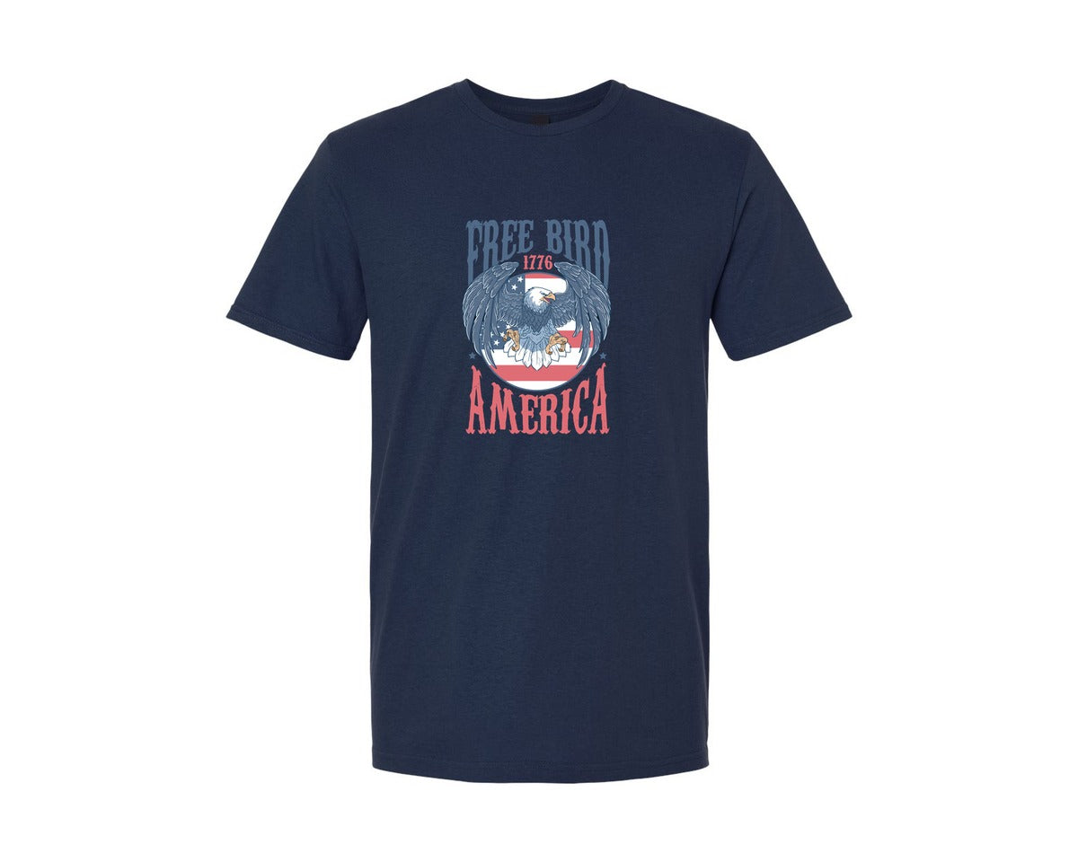 brand:Generic|color:Navy|Bad Eagle America 4Th Of July Graphic T-Shirt