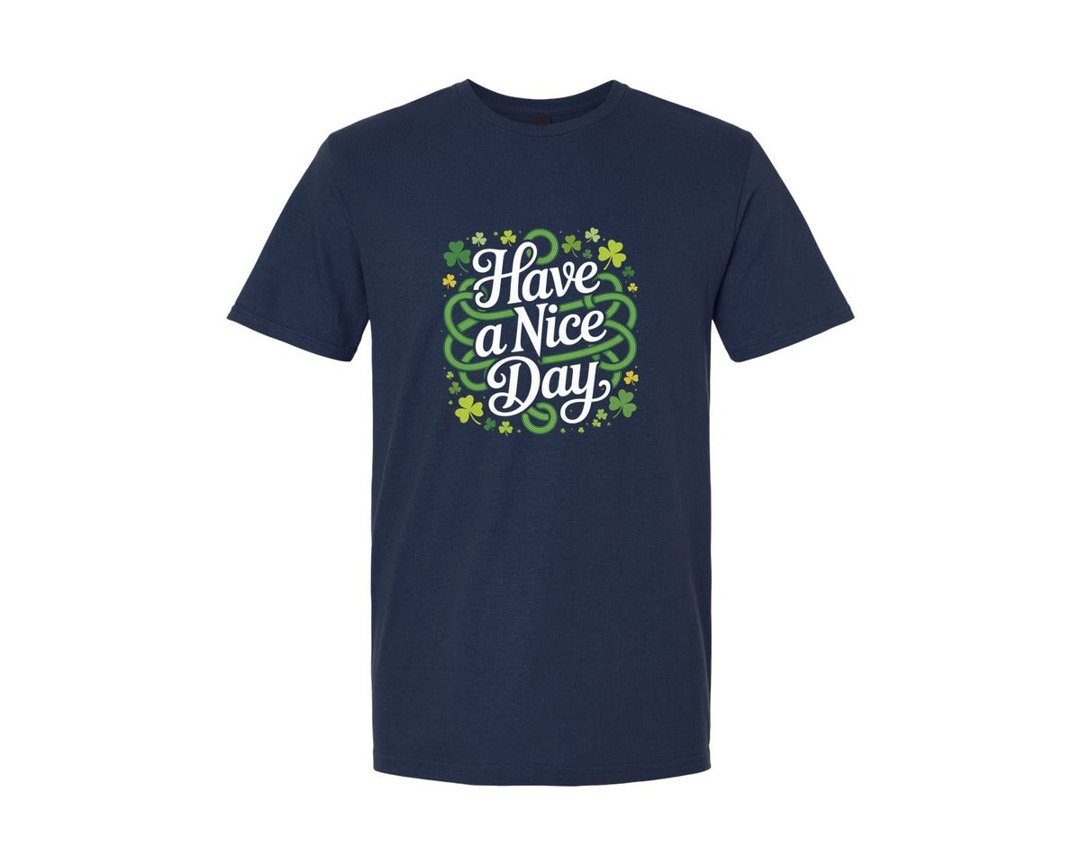 brand:Generic|color:Navy|Have A Nice Day Floral Shamrock Graphic T-Shirt