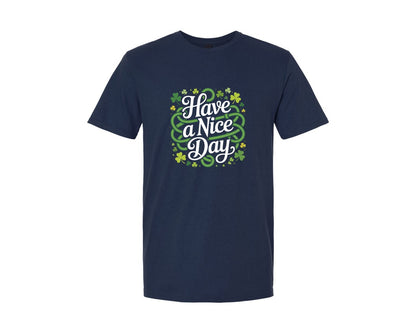 brand:Generic|color:Navy|Have A Nice Day Floral Shamrock Graphic T-Shirt