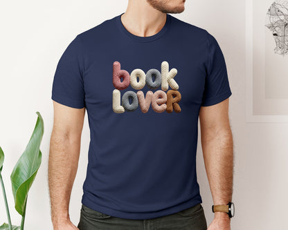 brand:Bella Canvas|color:Navy|Chunky Book Lover Yarn Graphic T-Shirt