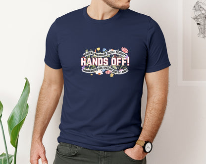 brand:Bella Canvas|color:Navy|Hands Off Resist Protest Floral Graphic T-Shirt