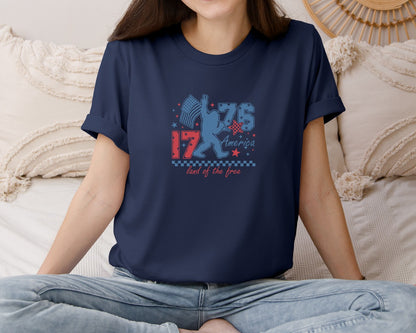 brand:Bella Canvas|color:Navy|1776 Bigfoot Patriotic 4Th Of July Graphic T-Shirt