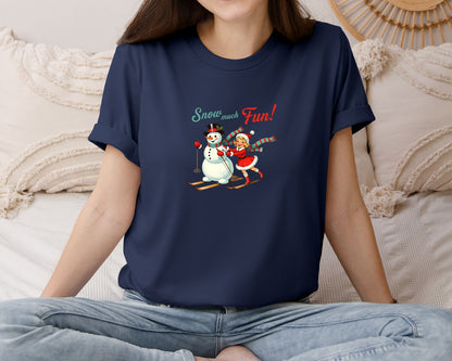 brand:Bella Canvas|color:Navy|Vintage Christmas Snow 3 Graphic T-Shirt