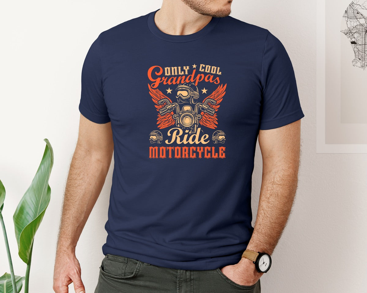 brand:Bella Canvas|color:Navy|Custom Vintage Motorcycle T Shirt Design Graphic T-Shirt