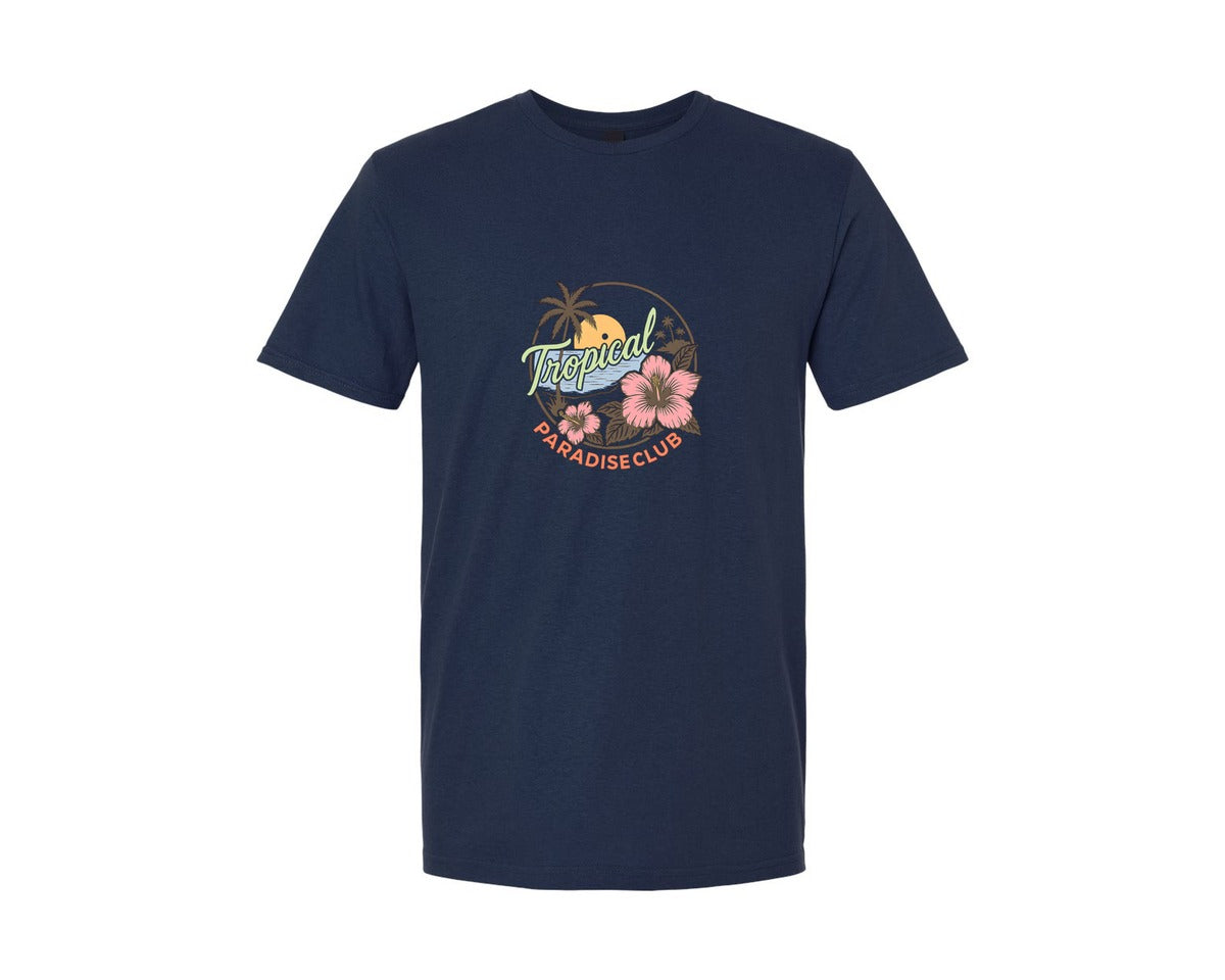 brand:Generic|color:Navy|Tropical Paradise Club T Shirt Design Graphic T-Shirt