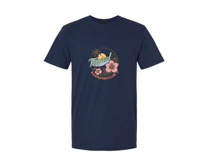 brand:Generic|color:Navy|Tropical Paradise Club T Shirt Design Graphic T-Shirt