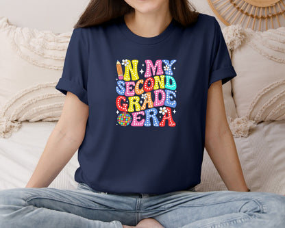 brand:Bella Canvas|color:Navy|In My Second Grade Era School Era Graphic T-Shirt