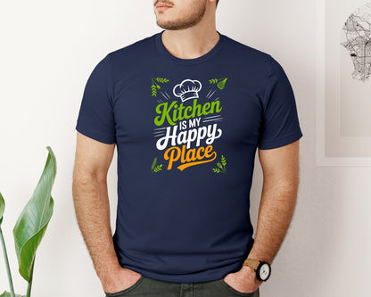 brand:Bella Canvas|color:Navy|Kitchens My Happy Place Cooking T Shirt Graphic T-Shirt