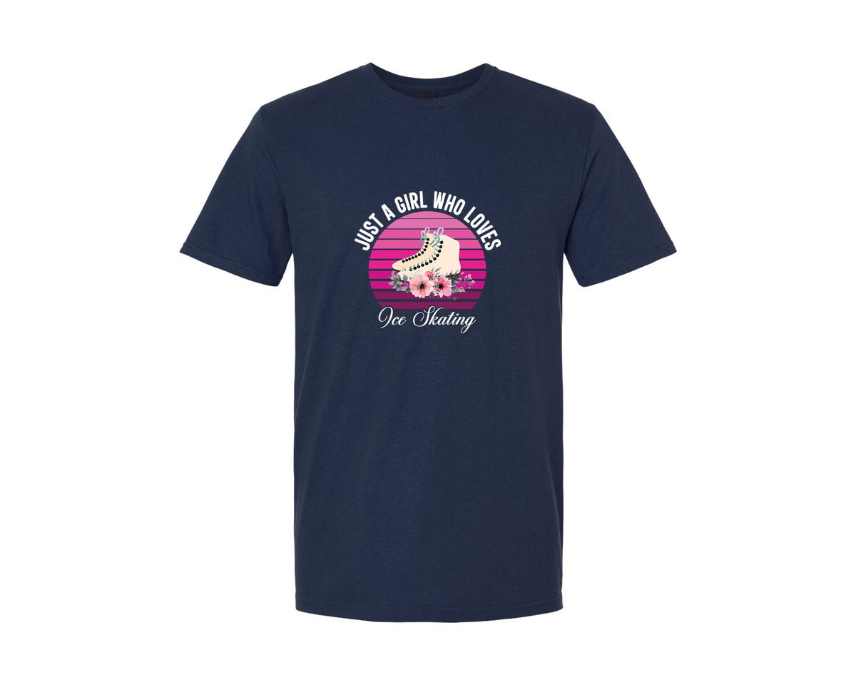 brand:Generic|color:Navy|Just A Girl Who Loves Ice Skating Tshirt Graphic T-Shirt