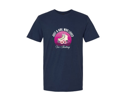 brand:Generic|color:Navy|Just A Girl Who Loves Ice Skating Tshirt Graphic T-Shirt