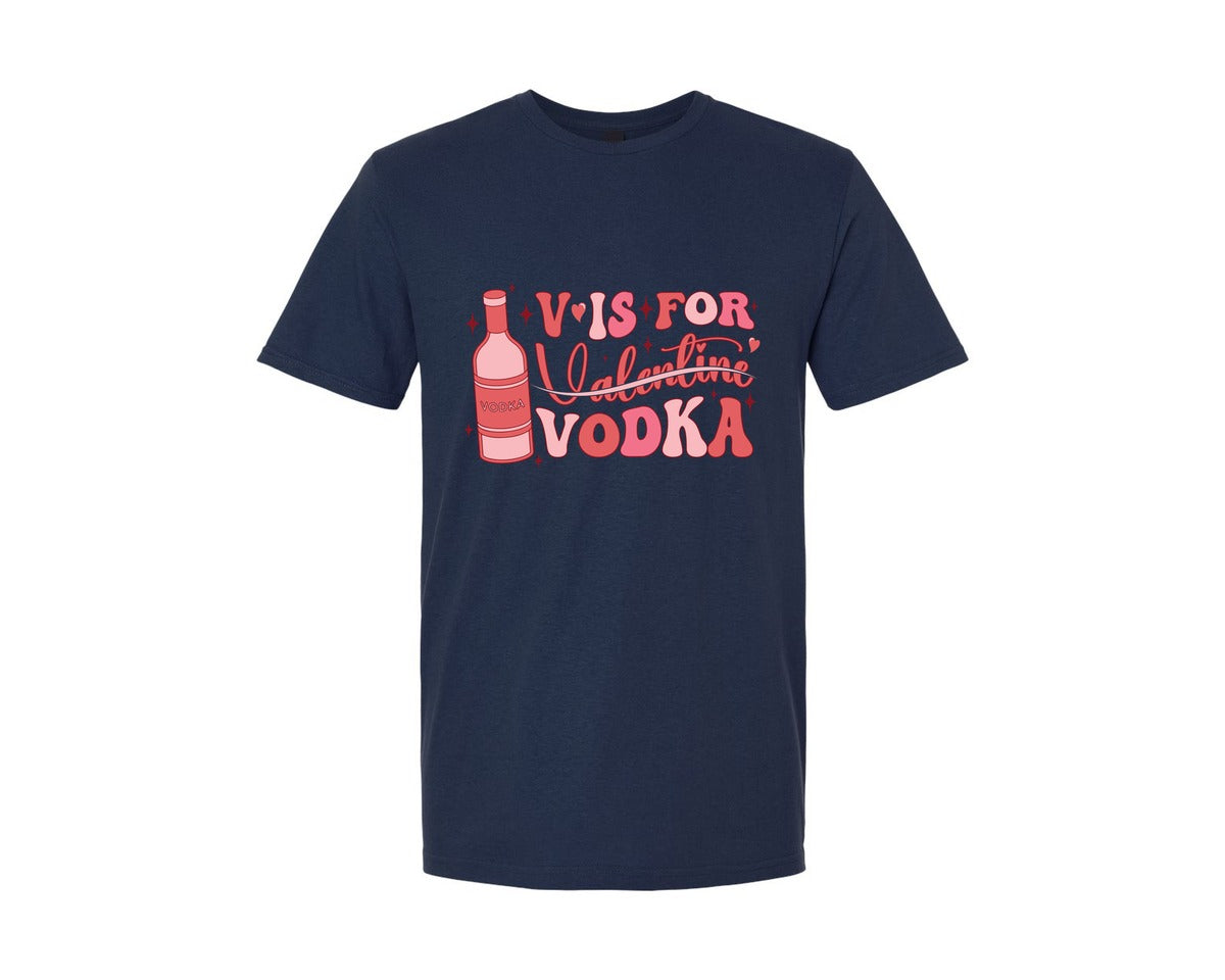 brand:Generic|color:Navy|V Is For Valentine Vodka 7 Graphic T-Shirt