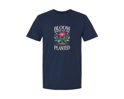 brand:Generic|color:Navy|Bloom Where You Are Planted Design 2 Graphic T-Shirt