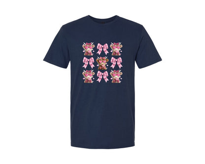brand:Generic|color:Navy|Highland Cow Valentines Coquette 17 Graphic T-Shirt