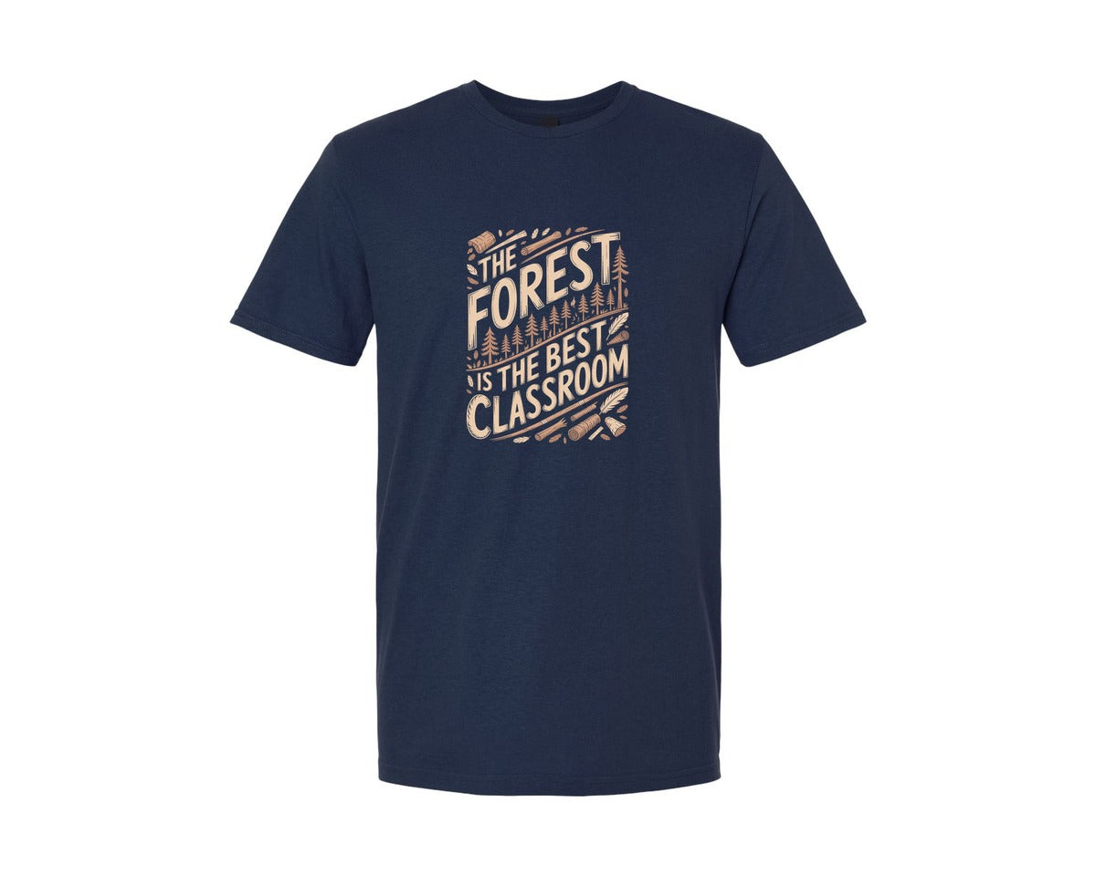 brand:Generic|color:Navy|Forest Best Classroom Bushcraft Design Graphic T-Shirt