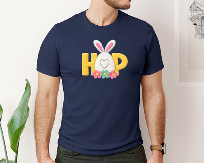 brand:Bella Canvas|color:Navy|Easter Bunny Hop Easter Bunny Graphic T-Shirt