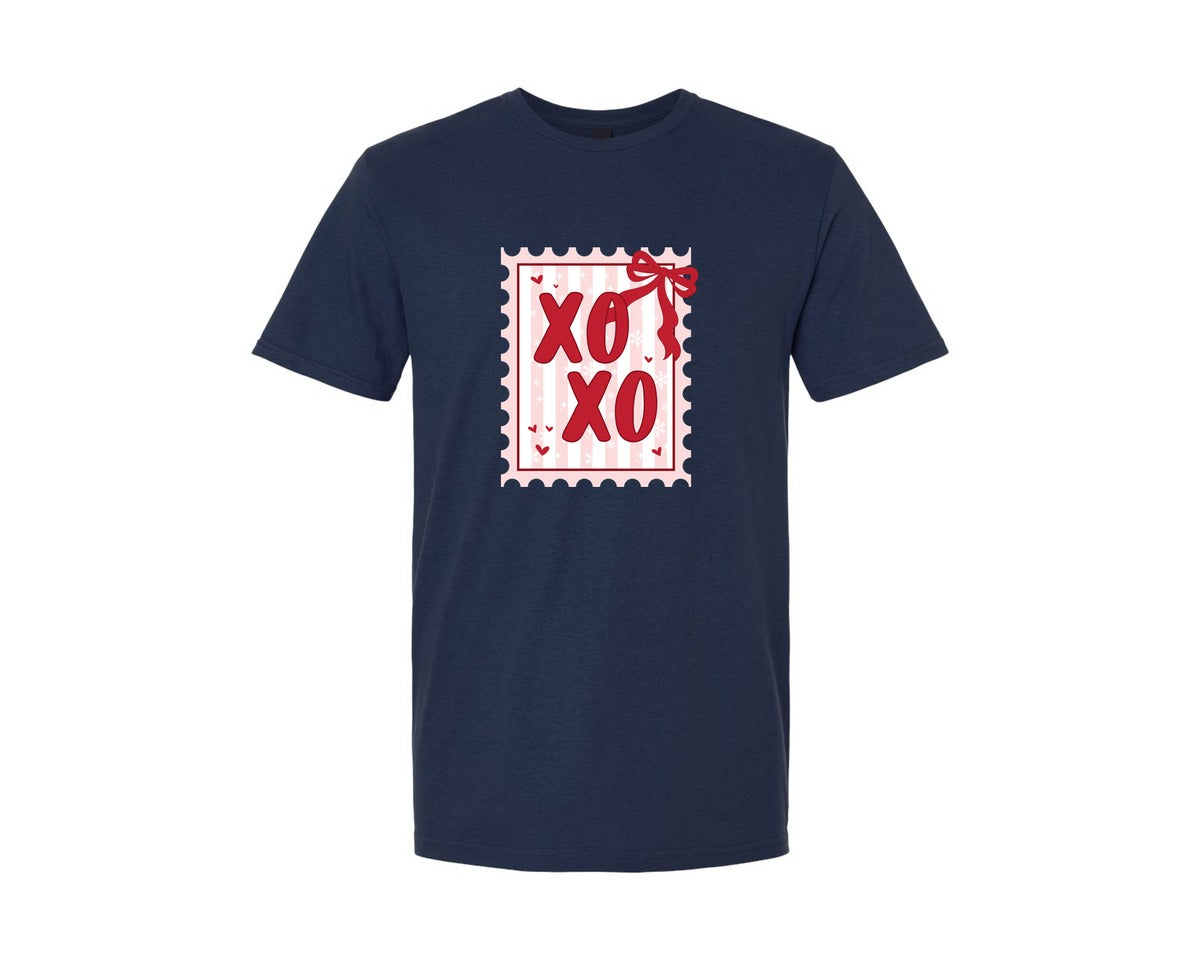 brand:Generic|color:Navy|Coquette Valentines Stamp Xoxo Graphic T-Shirt