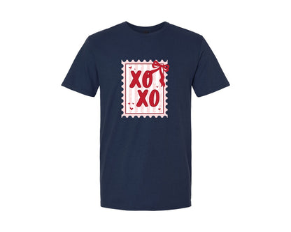 brand:Generic|color:Navy|Coquette Valentines Stamp Xoxo Graphic T-Shirt