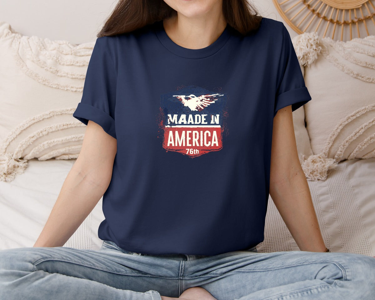 brand:Bella Canvas|color:Navy|Retro Made In America 1776 Graphic T-Shirt