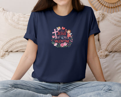 brand:Bella Canvas|color:Navy|Jesus Is My Valentine 5 Graphic T-Shirt