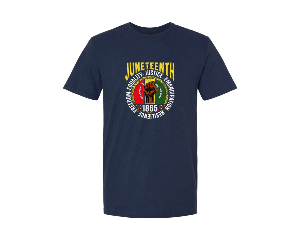 brand:Generic|color:Navy|Equality Justice Freedom Juneteenth Graphic T-Shirt
