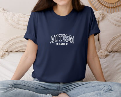 brand:Bella Canvas|color:Navy|Autism Awareness Autism Mama 2 Graphic T-Shirt