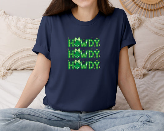 Howdy St Patricks Day Coquette Clover Graphic T-Shirt