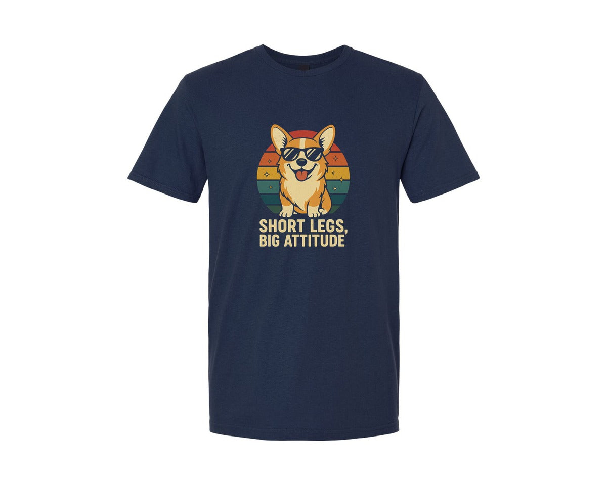 brand:Generic|color:Navy|Corgi Short Legs Big Attitude Funny Graphic T-Shirt