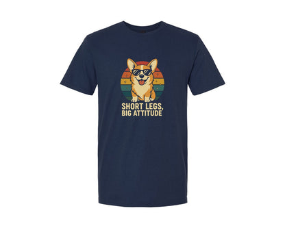 brand:Generic|color:Navy|Corgi Short Legs Big Attitude Funny Graphic T-Shirt