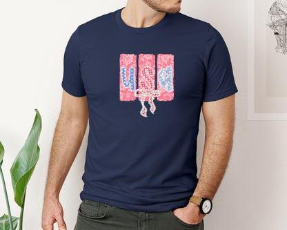 brand:Bella Canvas|color:Navy|Preppy Usa 4Th Of July Lace Graphic T-Shirt