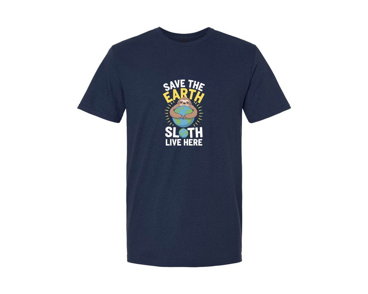 brand:Generic|color:Navy|Save Earth Sloth Lover Funny Earth Day 2 Graphic T-Shirt