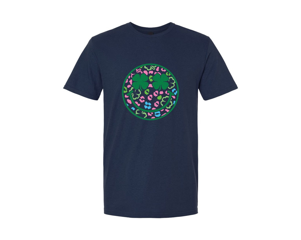brand:Generic|color:Navy|Lucky Charm Smiley Face Lucky Graphic T-Shirt