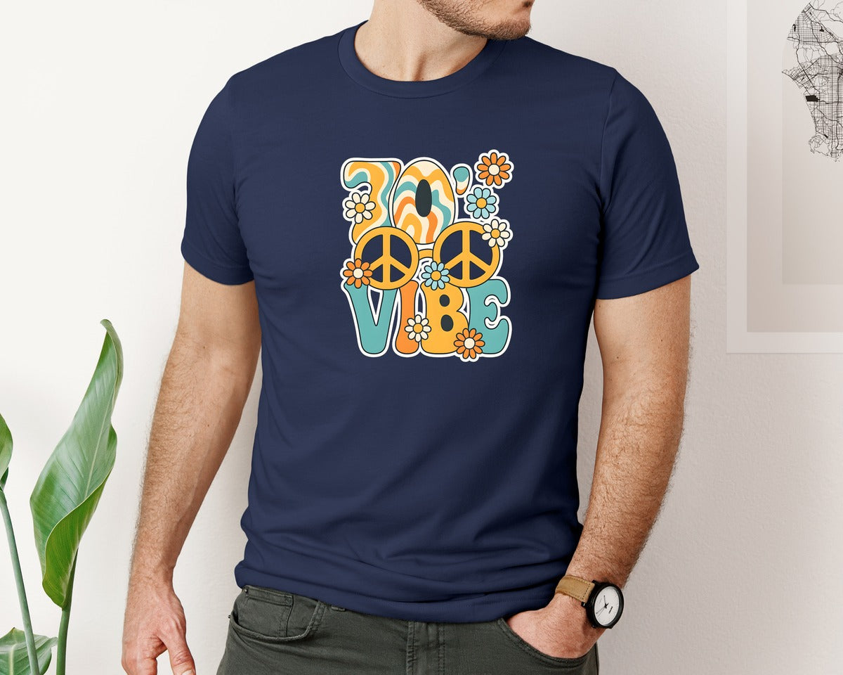 brand:Bella Canvas|color:Navy|70S Retro Vibes 70S Retro T Shirt Design Graphic T-Shirt