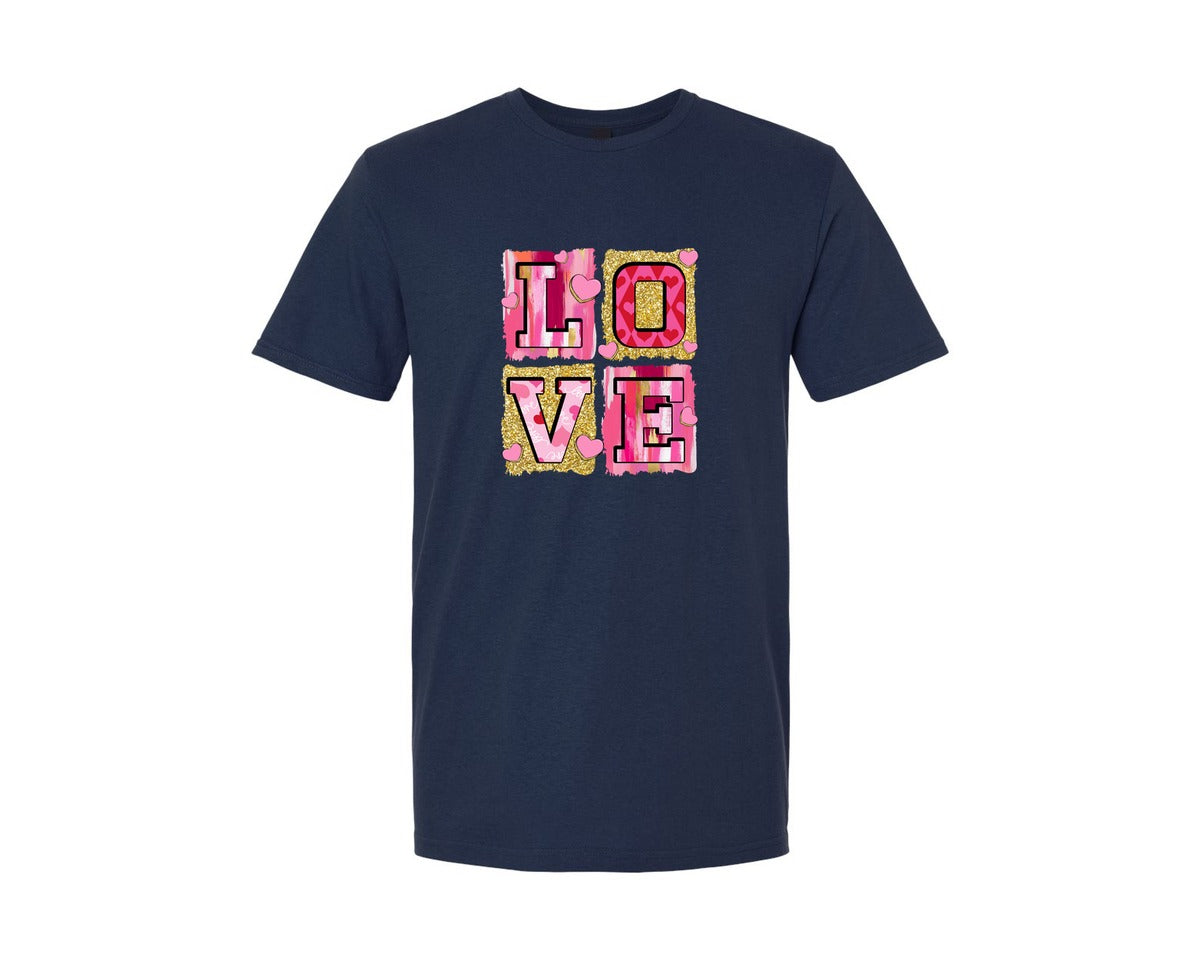 brand:Generic|color:Navy|Pink Valentines Day Love Coquette Graphic T-Shirt