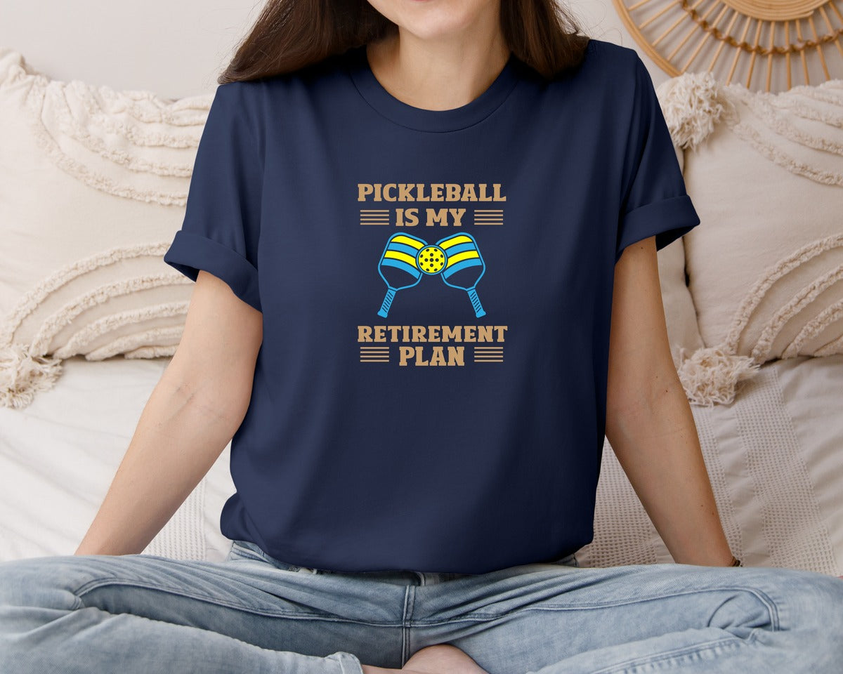 brand:Bella Canvas|color:Navy|Pickleball Is My Retirement Plan Shirt Graphic T-Shirt