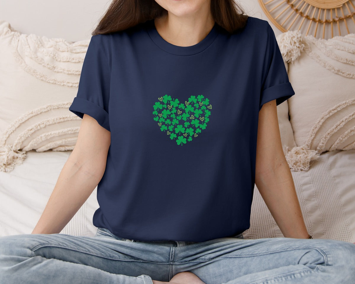 brand:Bella Canvas|color:Navy|St Patricks Day Heart Graphic T-Shirt