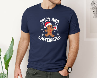 brand:Bella Canvas|color:Navy|Spicy And Caffeinated Graphic T-Shirt