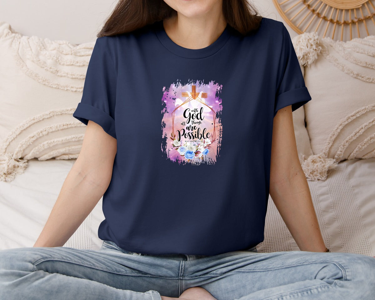 brand:Bella Canvas|color:Navy|With God All Things Are Possible Sub Graphic T-Shirt
