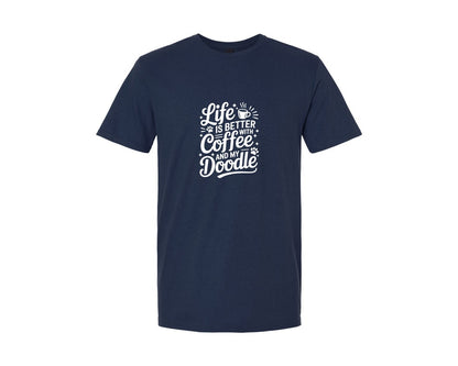 brand:Generic|color:Navy|Life Is Better With Coffee And A Doodle Graphic T-Shirt