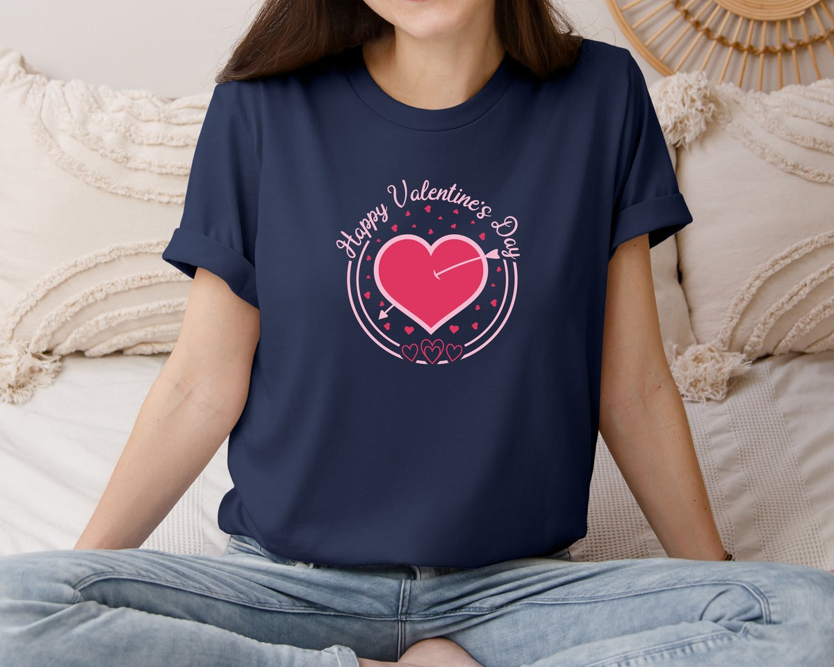 brand:Bella Canvas|color:Navy|Happy Valentines Day Quote Design 5 Graphic T-Shirt
