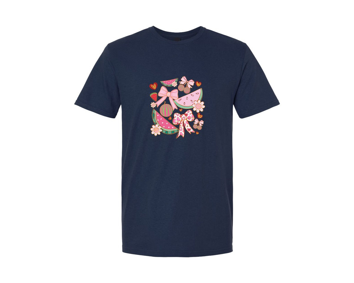 brand:Generic|color:Navy|Boho Watermelon Coquette Graphic T-Shirt