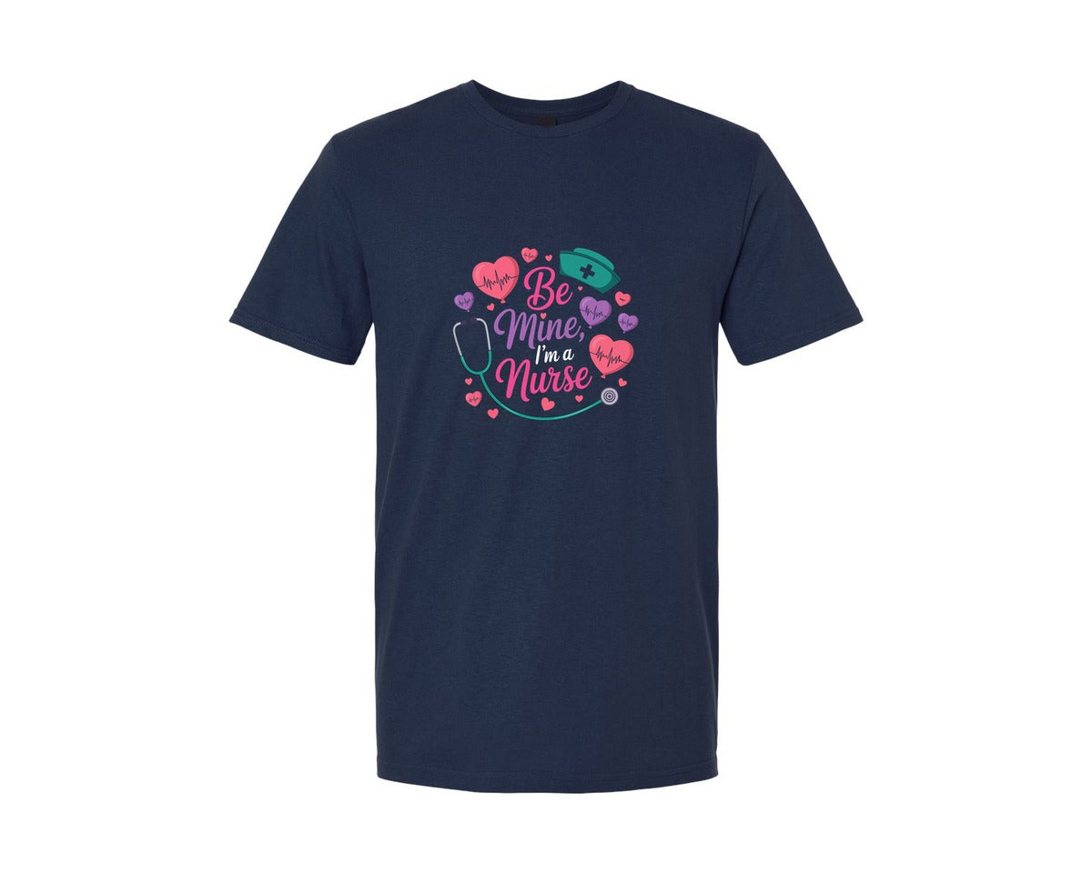 brand:Generic|color:Navy|Be Mine Im A Nurse T Shirt Design Graphic T-Shirt