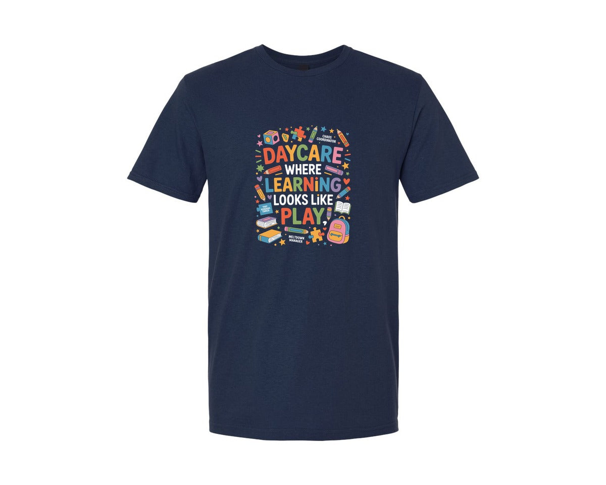 brand:Generic|color:Navy|Daycare Where Learning Looks Like Play Graphic T-Shirt