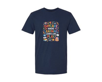 brand:Generic|color:Navy|Daycare Where Learning Looks Like Play Graphic T-Shirt
