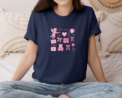 brand:Bella Canvas|color:Navy|Be Mine Valentine Valentines Day 5 Graphic T-Shirt
